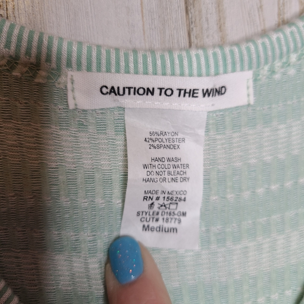 Caution To The Wind Tiered Skirt Midi Dress Aqua Blue Green Size Medium - Picture 3 of 10
